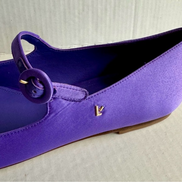 Larroude’ Purple satin Blair Mary Jane battle flats with adjustable buckle.9.5 - Picture 7 of 14